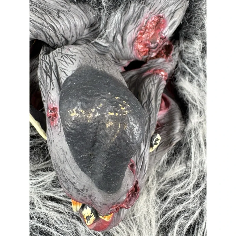 Werewolf Costume Mask‎ Adult Size Gray Fur Latex Wolfman Halloween Full Face